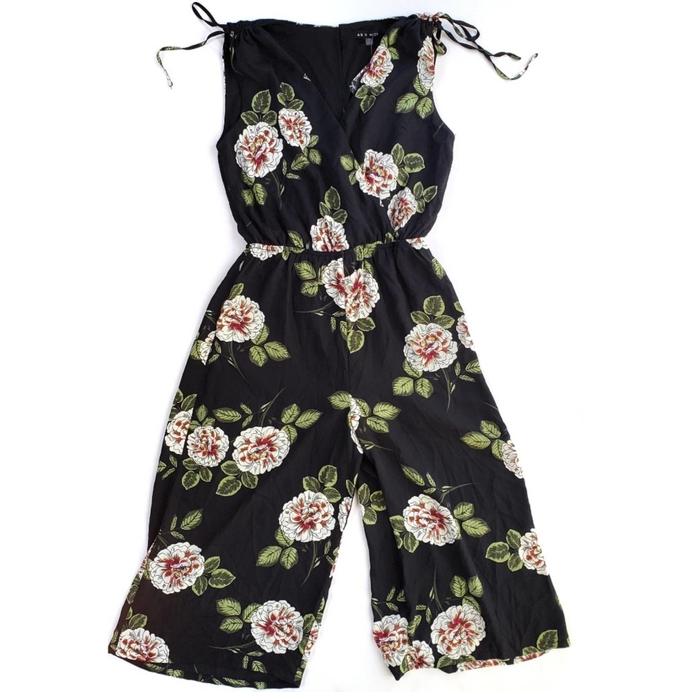 As U Wish Jumpsuit Black Floral M NWT